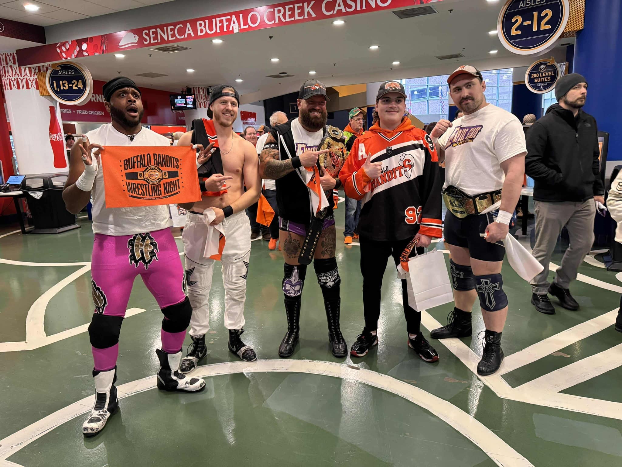 Wrestlers Pose for the Buffalo Bandits Wrestling Night